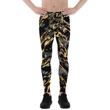 Load image into Gallery viewer, Black Marble with Gold Splash Leggings for Men